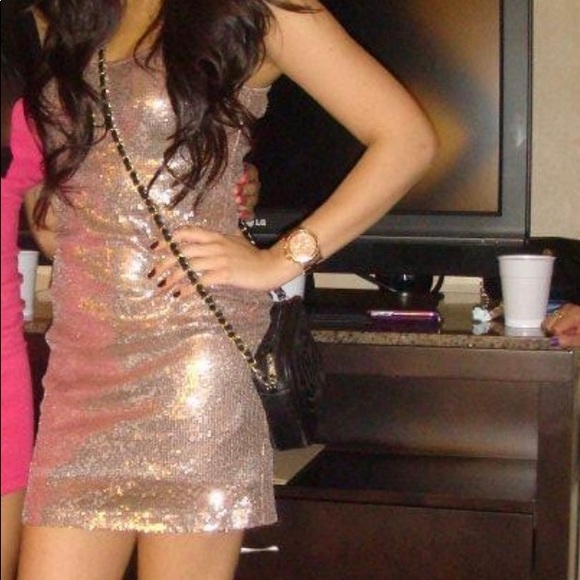 Forever 21 Rosegold sequin mini dress, size S - Picture 5 of 8